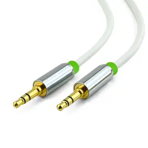 绿色3.5毫米音频电缆90度直角3.5毫米公对公辅助立体声电缆镀金尼龙编织HiFi音频软线