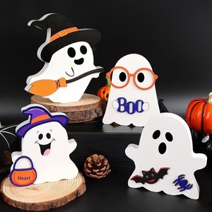 Lindas Letreros Decorativos de Halloween con Forma de Fantasma, Calabaza y Murciélago para Bandeja de Niveles de MDF, Decoración de Mesa Interior para Fiestas - Product Image 4