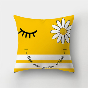 Hiện đại màu vàng daisy hoa đệm Bìa sáng tạo thư in gối trường hợp tùy chỉnh <span class=keywords><strong>Polyester</strong></span> Gối trang trí nhà - Product Image 1