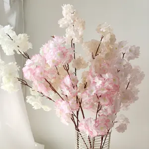 Artificial 72-Head Cherry Blossom Simulation Silk Flower Plant Decor Pink 