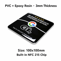 Support NFC personnalisé en acrylique/PVC NTAG215 pour paiement et avis Google avec code QR, mini-étiquette étanche pour hôtels et entreprises