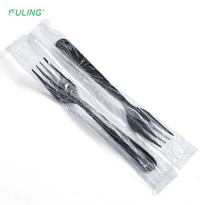 Tenedor Desechable de Plástico Blanco y Negro Envuelto Individualmente de PP/PS de FULING Manufacturer - Product Image 2