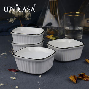 Casserole rectangulaire en céramique antiadhésive fabriquée en usine ramequins carrés pour crème brûlée, ramequins à soufflé en porcelaine pour la cuisson - Product Image 3