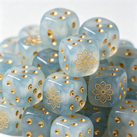 Dés en résine style Jace à motif floral en encre métallique, 16 mm, coins arrondis, accessoires de divertissement, jeu de dés