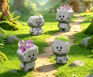 Figuras de <span class=keywords><strong>Golem</strong></span> de Resina, Figuras de Cristal con Cabeza de Flor de Musgo, Miniatura Kawaii para Jardín de Hadas, Juego de Slime, Juguetes DIY - Product Image 5