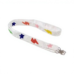 CRYSTAL CRAFT สายรัดสีแดงพร้อมดาวสีขาวและสีน้ำเงิน ตะขอเกี่ยวแบบวินเทจเป็นมิตรกับสิ่งแวดล้อม รุ่น 4335 อุปกรณ์เสริมกระเป๋าถือแฟชั่น - Product Image 1