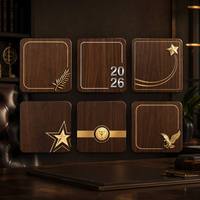 Plaque personnalisée en bois de noyer de 8 pouces avec emblème métallique 3D, récompense d'entreprise haut de gamme avec impression UV HD