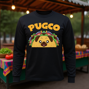 Camiseta de manga larga Pugco Taco Shell Pug para amantes de la comida mexicana - Product Image 3