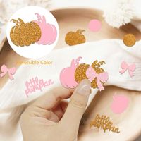 Confettis Petites Citrouilles, Décoration de Table Scintillante Thème Automne avec Nœuds pour Récolte d'Automne, Thanksgiving, Baby Shower et Fêtes d'Anniversaire