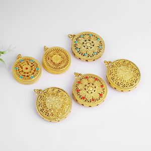 Colgante de estilo chino tradicional con incrustaciones de oro, redondo y calado, accesorio de joyería para collar, cadena de suéter DIY, dije. - Product Image 3