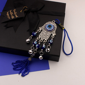 Gioielli per Coppie, Campanella a Vento Artigianale con Occhi Blu Greci, Decorazione per Auto, Regalo - Product Image 3