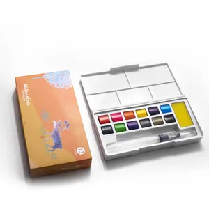 12 couleurs Aquarelle Palette Ensemble de Peinture Aquarelle Non toxique Sécuritaire Ensemble De Peinture À L'eau Couleur solide Gâteau Aquarelle Peinture