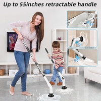 Brosse de nettoyage électrique intelligente 9-en-1 pour la maison, étanche, à poignée longue, rotative automatique