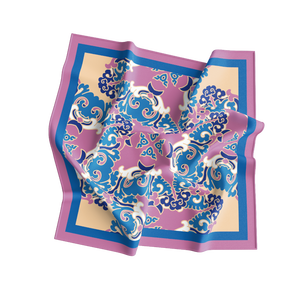 Écharpe carrée en soie respirante pour femme, toutes saisons, motif européen et américain, imprimé numérique, réversible, pour usage quotidien - Product Image 1
