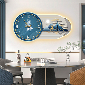 Hiện đại trang trí nội thất đồng hồ sang trọng pha lê sứ bức Tranh phong cảnh LED Tường nghệ thuật đồng hồ treo tường - Product Image 3