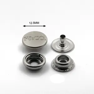 New design 12.5 mm Matt nickel custom logo spring press snap buttons for clothes