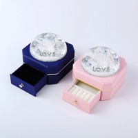 Boîte à bijoux personnalisée LOVE Castle en cristal, forme octogonale, en plastique chromé, cadeau romantique