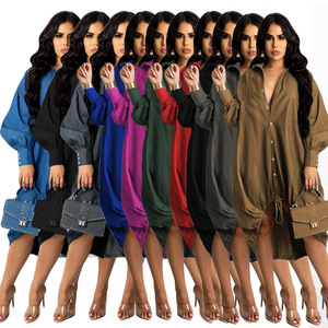 S-3XL robe ample à ourlet Offre Spéciale cordon de serrage mode robe femme multicolore disponible - Product Image 3