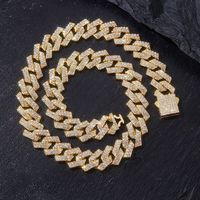 Collar de Cadena Cubana Miami con Incrustaciones de Diamantes de Imitación Plateados, Joyería Hip Hop de Aleación de Zinc para Hombres, Mujeres, Raperos, Fiestas y Escenarios