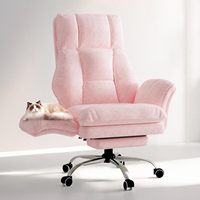 Cómoda Silla Giratoria Ajustable con Patas Cruzadas, Silla de Oficina Ajustable para Computadora, Color Rosa