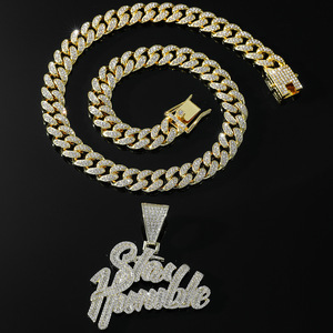 Hot Selling New <b>Light</b> Luxury Hiphop Style Gold Silver Plated Chain Men's <b>Letter</b> Alloy Pendant Necklace Fashion Jewelry Wholesale - Product Image 1