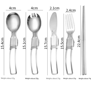 Bộ dụng cụ cắm trại GEMEI 4 trong 1, bộ dao dĩa đi bộ đường dài, bộ đồ ăn dã ngoại di động bằng thép không gỉ, gồm thìa, dĩa, thích hợp cho dã ngoại, du lịch - Product Image 6