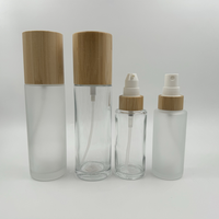 Ensemble d'emballages cosmétiques 50 ml 100 ml 120 ml 150 ml 4 oz Flacon pompe en verre givré 1 oz 2 oz Flacons de sérum et d'huile avec couvercle en bambou