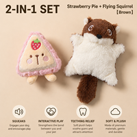 Pack de jouets pour animaux de compagnie en peluche couineurs 6-en-1 à thèmes variés, comprenant des friandises et des écureuils simulés en peluche courte et douce, accessoires de jeu divertissants