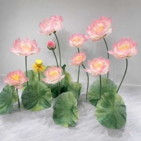 Op maat gemaakte decoratie binnenhuwelijksimulatie lotusbladknop Chinese pastorale stijl boeddhistische zaal gigantische lotusbloemen decoratie