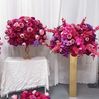 Décorations et fournitures de mariage QiYing Victory : Boules de fleurs de table de mariage les plus vendues à l'international, accessoires en plastique, roses rouges artificielles, centres de table romantiques de style européen
