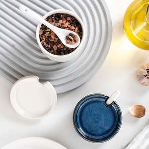 Juego de Recipientes Apilables de Cerámica Ecológica para Sal y Pimienta, con Tapa para Conservar la Frescura de los Alimentos, Decoración Clásica para la <span class=keywords><strong>Cocina</strong></span> - Product Image 5