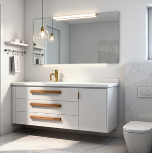 Grande <span class=keywords><strong>spazio</strong></span> di lusso bagno armadio moderno Design minimalista con morbidi cassetti di chiusura e controsoffitto in marmo - Product Image 6
