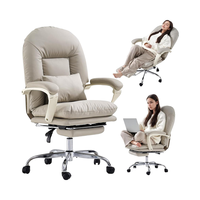 Chaise de bureau ergonomique avec pied inclinable chaise de bureau exécutif chaises d'ordinateur pivotantes en cuir PU à dossier moyen