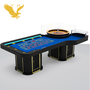 Juego de mesa de ruleta de Casino de lujo YH, mesa de póquer de 2 cilindros cero, mesa de rueda de ruleta profesional con luz Led - Product Image 1