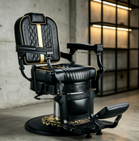 Fauteuil de barbier rétro hydraulique inclinable avec coutures diamantées de qualité supérieure