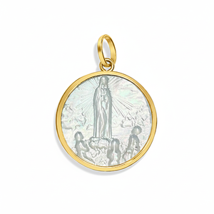 Ciondolo in oro pregiato medaglia Fátima fascino vergine - Product Image 2