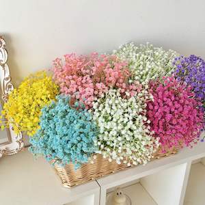 Flores Artificiales de Baby's Breath, Ramas Individuales de Plástico con Diseño de Cielo Estrellado, en Blanco, Rosa, Amarillo, Azul Claro, Rojo Rosa y Morado, para Bodas - Product Image 1
