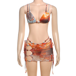 New Hợp Thời Trang Phụ Nữ Mùa Hè Bãi Biển Quần Short Thiết Lập 2025 Crop Áo Ngực Hàng Đầu + Quần Short Mặc Bikini 3 Mảnh Thiết Lập Y2K Sexy Của Phụ Nữ Ba Mảnh Quần Áo Thiết Lập - Product Image 2