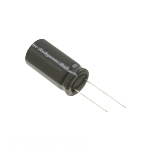 Condensador de canal del fabricante, de orificio pasante, de aluminio, 6800uF 20% 25V RADIAL 6800 uF 25PK6800MEFC16X31.5 - Product Image 1
