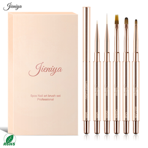 Juego de Pinceles Profesionales para Uñas con Mango de Metal Dorado y Pelo de Nailon, Pincel Ovalado Plano para Aplicación de Gel Constructor - Product Image 2