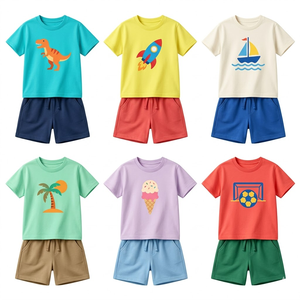 Cotton <b>Mixed</b> Lots Summer Children's Short Sleeve Crew Neck T-Shirt & Shorts Set Assorted Designs 3-6 Years - Product Image 2