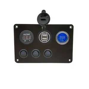 Factory DC 12-24V ON OFF BLUE push switch with Dual USB socket car charger marine panel