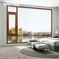 SAYYAS F120 Cadre de fenêtre moderne ouvrable en bois massif recouvert d'aluminium, à rupture de pont thermique, triple vitrage, économie d'énergie, pour hôtel et cuisine