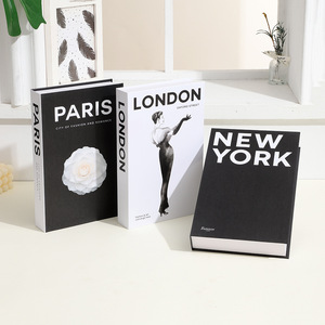 Décoration de bibliothèque minimaliste : Faux livres de ville célèbres, style livre pliable réaliste, modèle de livre pour table basse - Product Image 2