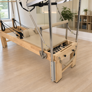 Professioneller Eichen-Pilates-Cadillac-Reformer mit externer Fußstange, Hochleistungs-Trapez-Tisch für Pilates-Studios, kommerzielle Nutzung und Reha - Product Image 3