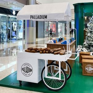 Carrito Promocional Móvil, Puesto Empresarial, Carrito Pequeño para Vendedores Ambulantes, Vino, Bebidas, Aperitivos, Remolcable, de Dos Pisos, Metálico - Product Image 2