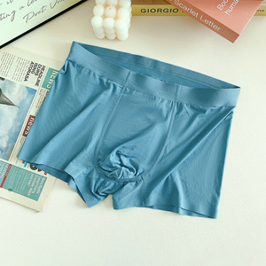 Thin Ice Men's Boxer Shorts Comfortable and Soft Silk Seamless Underwear <b>Boyshort</b> in Solid Color Panties Underwear - Product Image 2