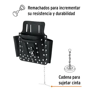 Truper borsa degli attrezzi in pelle con 8 scomparti elettricista stile per la conservazione degli attrezzi include Nylon e materiale in legno - Product Image 2