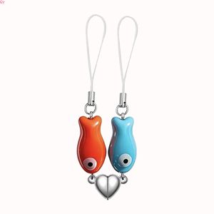 QQ 2026 Nuevo y Moderno Colgante de Pareja de Acero Inoxidable y Cerámica con Diseño de Pez, Regalo para el Día de San Valentín, Llavero con Mosquetón - Product Image 3