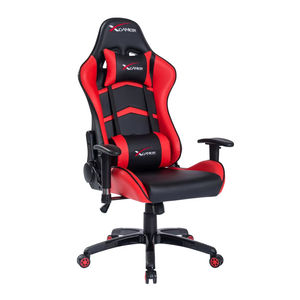 Sedia da gioco girevole in pelle sintetica rossa personalizzata con poggiapiedi reclinabile per PC Gamer Chair per l'home Office Design moderno - Product Image 1